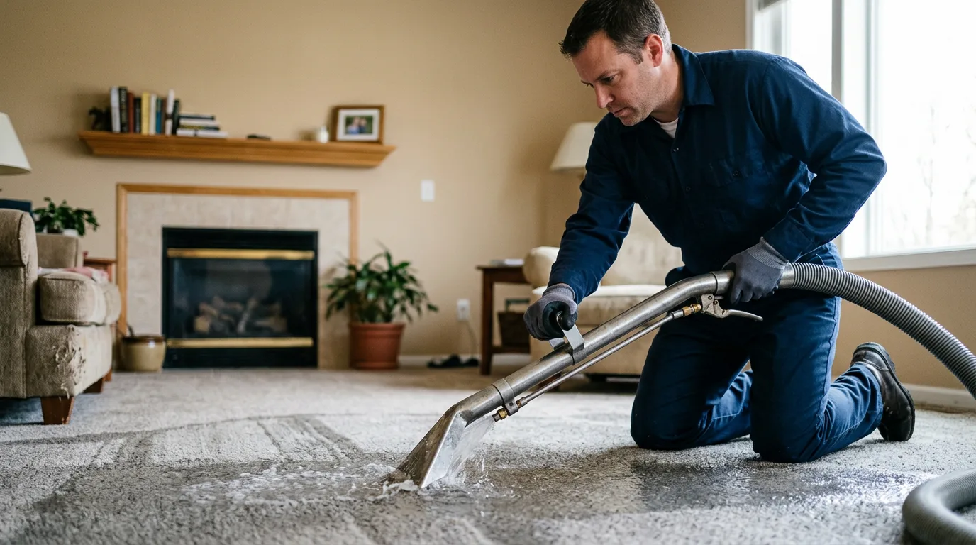 Water damage restoration technician working near River Grove, IL